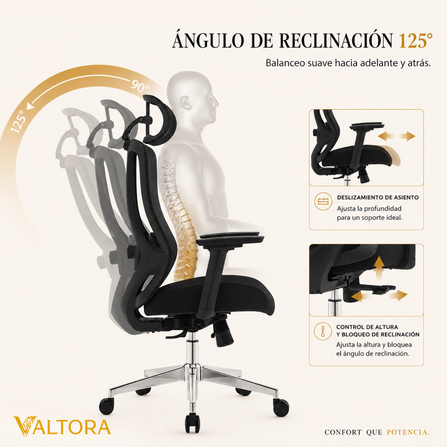 Silla de Escritorio Ergonómica Profesional - Valtora - Tiya Aqua