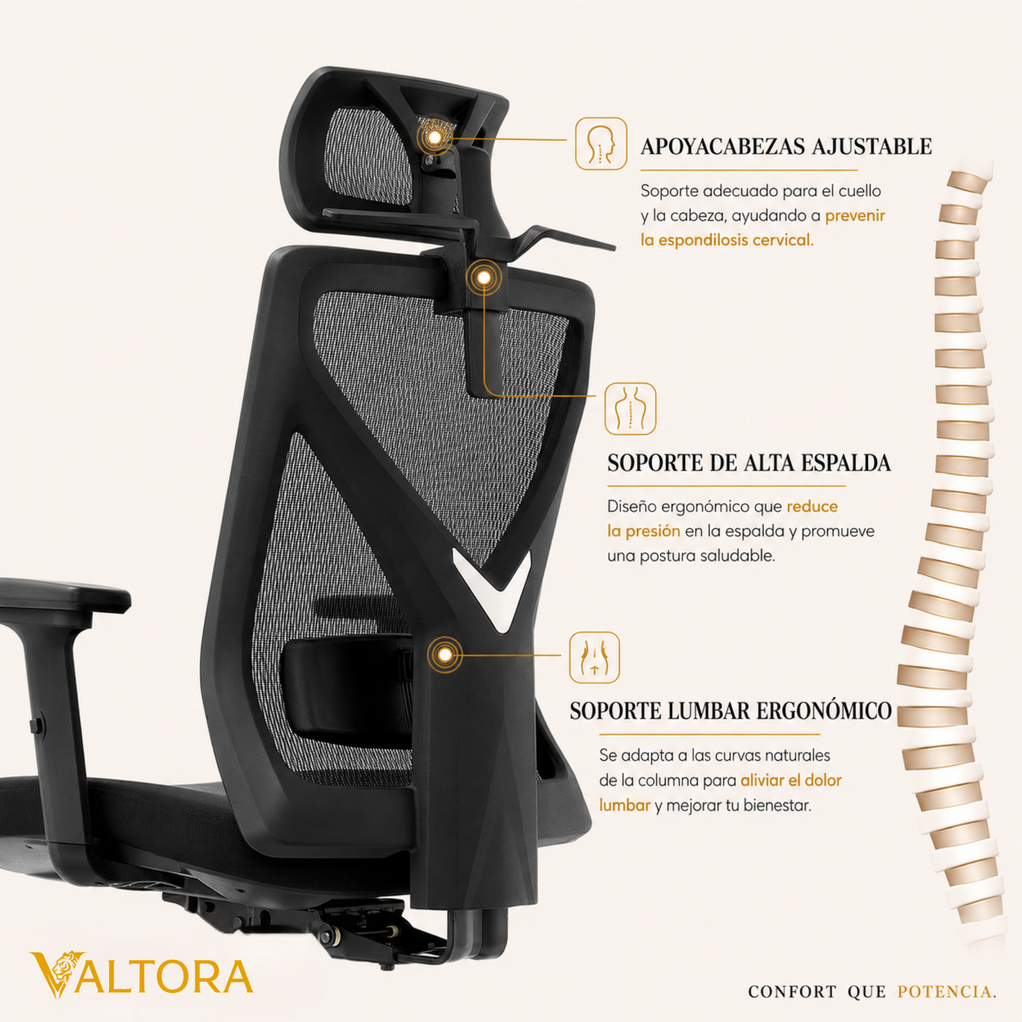 Silla de Escritorio Ergonómica Premium - Valtora - Mike Ignis