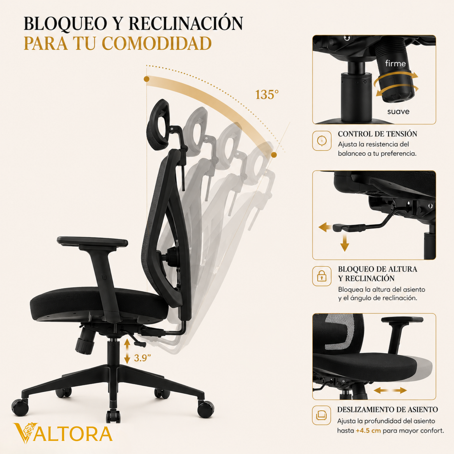 Silla de Escritorio Ergonómica Premium - Valtora - Mike Ignis