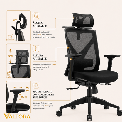 Silla de Escritorio Ergonómica Premium - Valtora - Mike Ignis