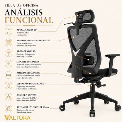 Silla de Escritorio Ergonómica Premium - Valtora - Mike Ignis