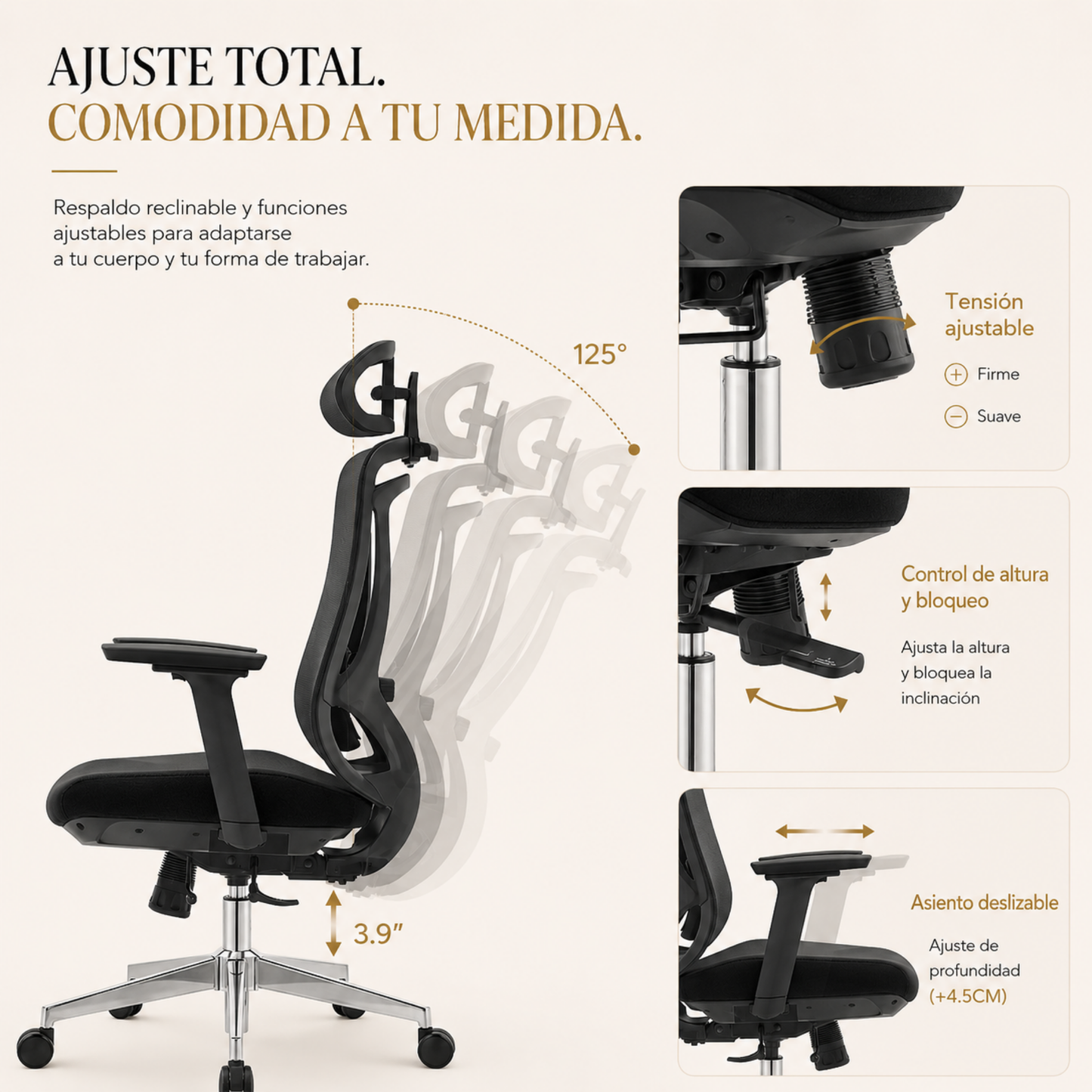 Silla de Escritorio Ergonomica Premium - Valtora - Icon Terra Plus