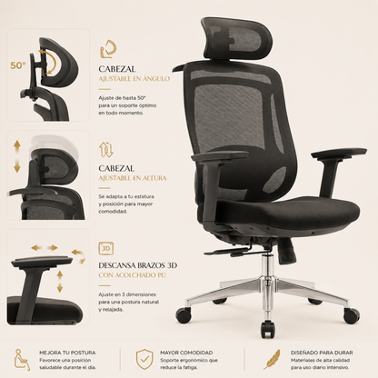 Silla de Escritorio Ergonomica Premium - Valtora - Icon Terra Plus