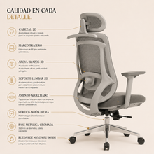 Silla de Escritorio Ergonómica Premium Icon Terra Plus Gris - Valtora